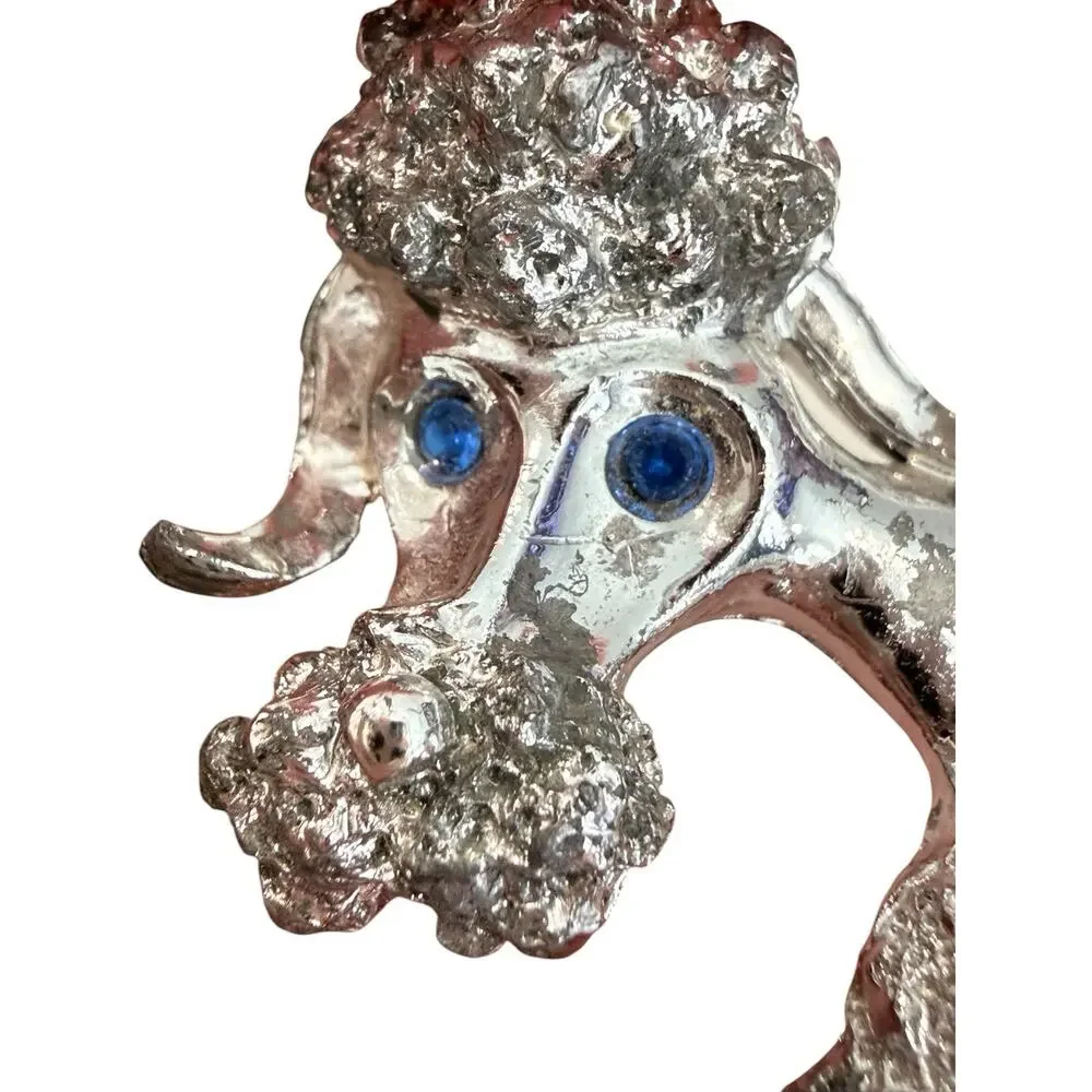 Vintage Silvertone Gerry's Blue Rhinestone Poodle Dog 2